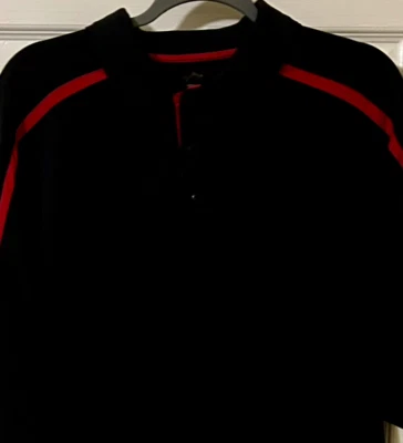 Tri-Mountain - Polo para hombre - 100 % poliéster - negro con detalles rojos - XL Foto 1 de 4