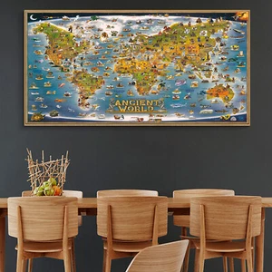 Animal Of The World Education HD World Map Canvas Poster Art Decor Unframed 115 - Picture 1 of 9