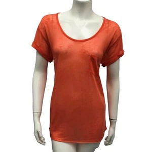 Rag & Bone Knit Women's Orange Polyester/Cotton T-Shirt Blouse Top Peru Sz S euc - Picture 1 of 6
