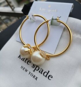 Kate Spade New York Grandma's closet hoops pearl Earrings