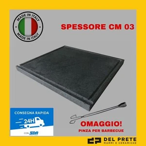 PIASTRA OLLARE PIETRA LAVICA PER BARBECUE 70X40x3 cm GAS LEGNA CUCINA 3CM CARNE - Foto 1 di 7