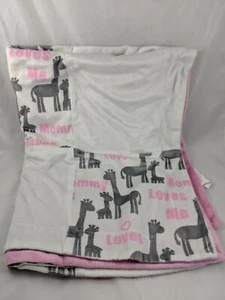 Manta bebé mamá me ama jirafas rosa blanco roto SL Home Fashions Inc - Imagen 1 de 6