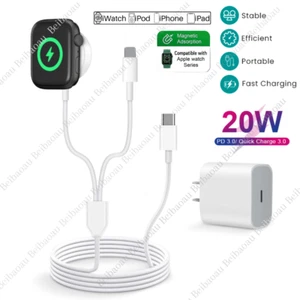 Magnetic Fast Charger Cable USB C Block For Apple iWatch 7/6/5/4/3/2/1/SE iPhone - Picture 1 of 21