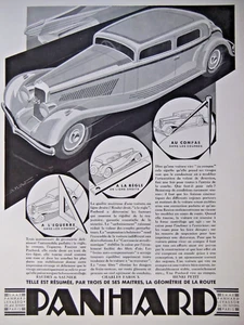 PUBLICITÉ DE PRESSE 1933 LA PANHARD LEVASSOR A L'ÉQUERRE A LA RÉGLE AU COMPAS - Imagen 1 de 1