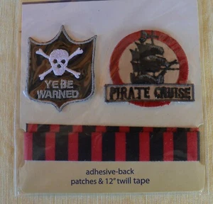 2 Pkges Karen Foster Design #10086 PIRATE Adhesive-Back Patches w Twill Tape (4) - Picture 1 of 6
