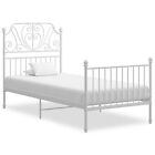 Bed Frame White Metal and Plywood 90x200 B6T1