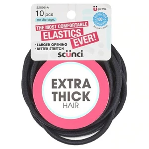 Scunci No Damage Comfortable All Day Medium Hold Black Elastics 10 Pieces 32506 - Picture 1 of 1