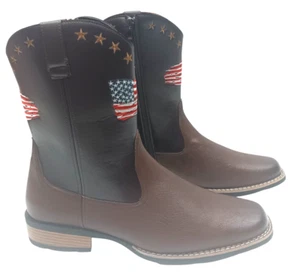 NWB Men's Embroider Mid Calf Round Toe Classic Western Cowboy Riding Boots 12.5 - Picture 1 of 13