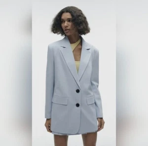 ZARA Baby Blue Oversized Blazer Jacket sz XS (S/M?) - Picture 1 of 15