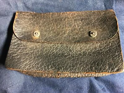 VTG 1900'S 20S BLACK LEATHERETTE CLUTCH PURSE PORTFOLIO FOLDER BAG - Image 1 of 4