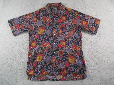 Gitman Bros Button Shirt Mens Large Red Purple Linen Camp Abstract Nordstrom - Image 1 of 4