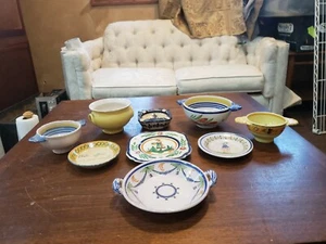Vintage French Quimper Pottery - Assorted Lot - Plates, Bowls, Ashtray - Picture 1 of 11