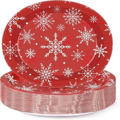 Platos de papel de Navidad, 50 unidades placa de papel de alta resistencia, 10" X 12,5" desechables Se Foto 1 de 4