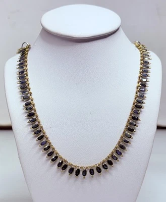 Collar vintage de zafiro de oro amarillo de 18k de 18" Foto 1 de 4