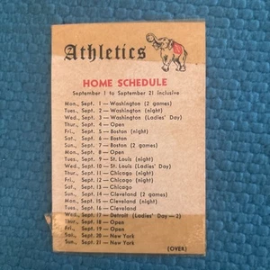 1947 Philadelphia A’s Home Schedule For September MLB - Picture 1 of 2