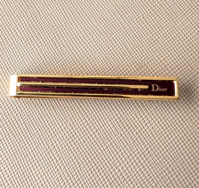 Dior Vintage Gold Plated Red Enamel Slim Tie Bar - Image 1 of 4