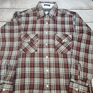 Van Heusen Winterweights Flannel Long Sleeve Multicolor Plaid Size M Distressed  - Picture 1 of 6