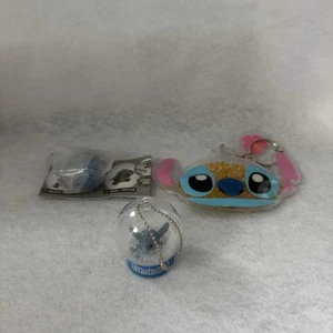 Set of 3 STITCH Snow Globe Keychain Puffy Charm Gashapon Figure Disney Japan - Picture 1 of 12