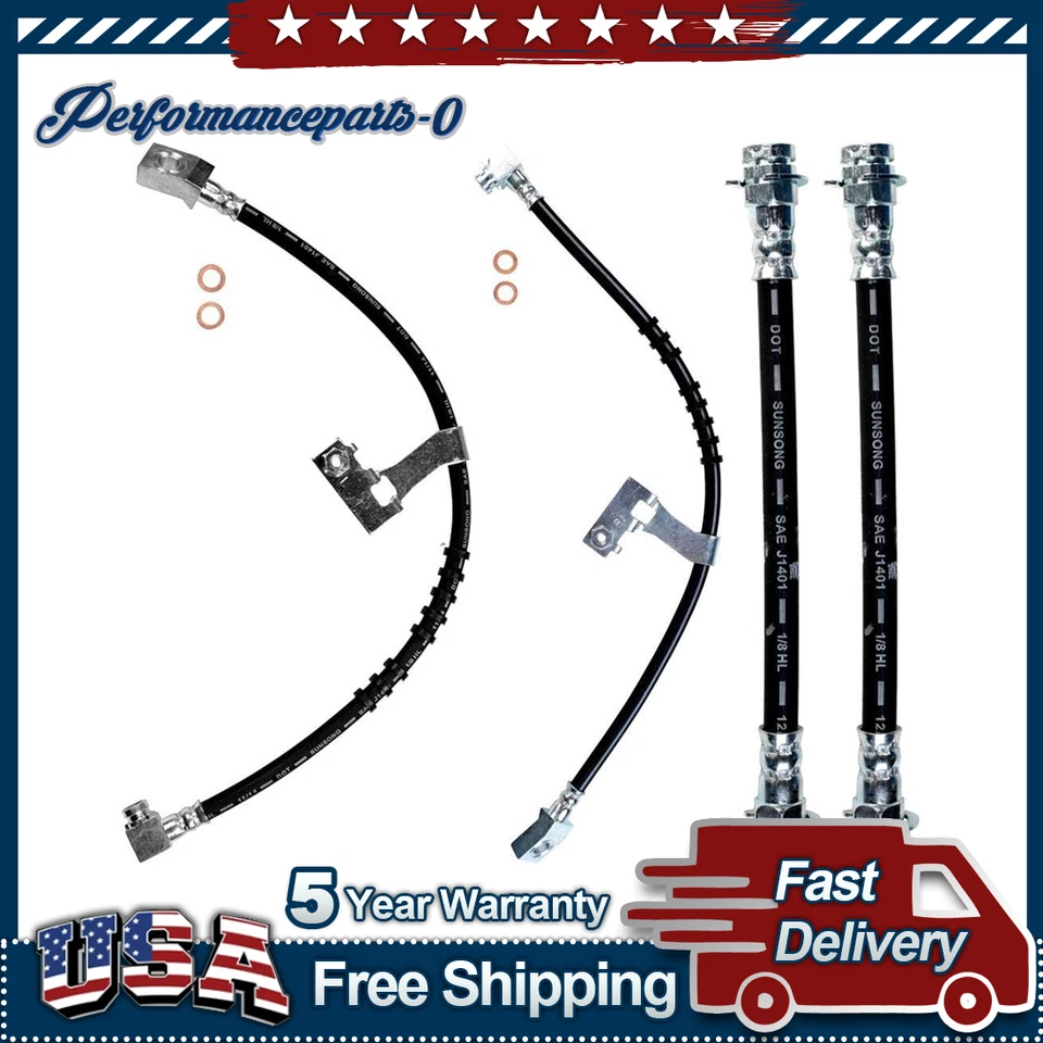 Sunsong Brake Hose Line Front Rear 4x For Dodge Spirit 1989 - Image 1 of 4