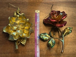 Preciosos adornos navideños grandes vintage de rosa/flor - Imagen 1 de 5