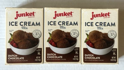 Junket Dutch Chocolate Ice Cream Mix 4 oz Gluten Free  Lot of 3 Boxes 11/2027 - Image 1 of 4