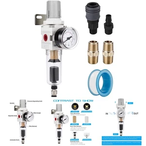 Regolatore Filtro Aria Compressa 1/4 NPT Combo Piggyback Scarico Automatico 5 Micron - Foto 1 di 7