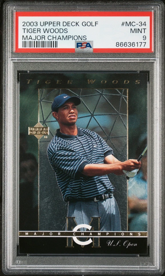 2003 UPPER DECK MAJOR CHAMPIONS TIGER WOODS MAJOR CHAMPIONS #MC-34 - PSA 9 - Image 1 of 2
