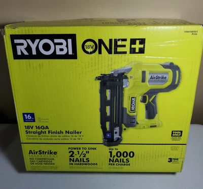 Clavadora inalámbrica AirStrike 16GA acabado recto RYOBI P326 ONE 18V (solo herramienta) Foto 1 de 4