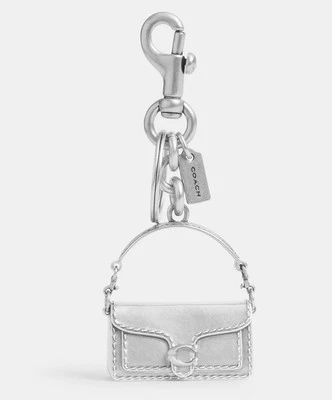 NWT Coach Brushed Silver 3D Iconic Tabby Purse Bag Charm Keychain Fob SOLD OUT - Image 1 of 2