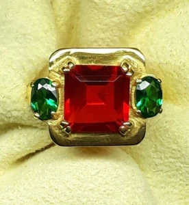 Natural Ruby Ring-Emerald Ring- Handmade Birthstone Ring For Men Women-Wedding - Picture 1 of 9