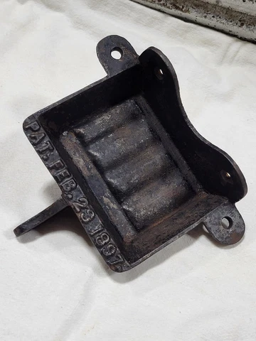 Antique Cast Iron Wall Mount Soap Dish Patent February 23 1897 Architectural Cover
