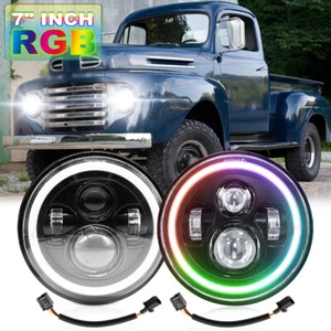 For Ford F1 1948-1952 Pair 7" inch Round LED Headlights Sealed High/LOW Beam - Picture 1 of 16