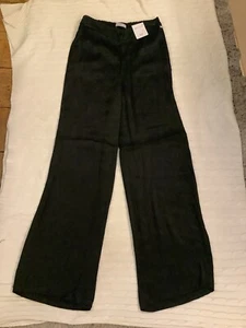 New With Tags Ladies M&S Per Una Black Silky Wide Leg Trousers Size 8 Reg 30” - Picture 1 of 7