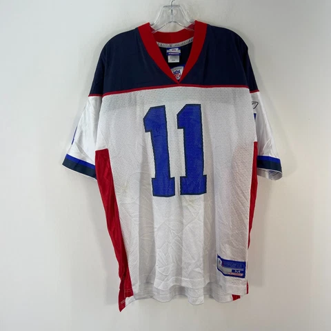 Reebok White Blue NFL New England Patriots Drew Bledsoe #11 Jersey Mens Size M Cover