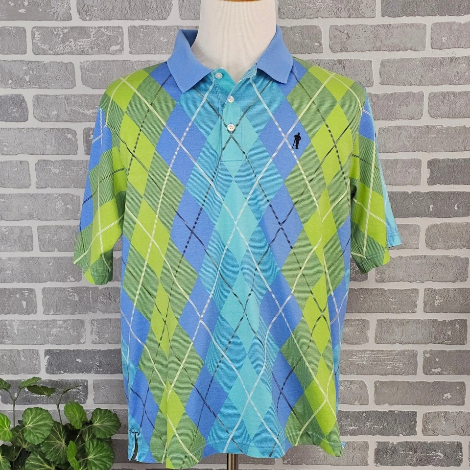 Camisa polo de golf Payne Stewart para hombre grande estampado argyle manga corta informal preppy Foto 1 de 4