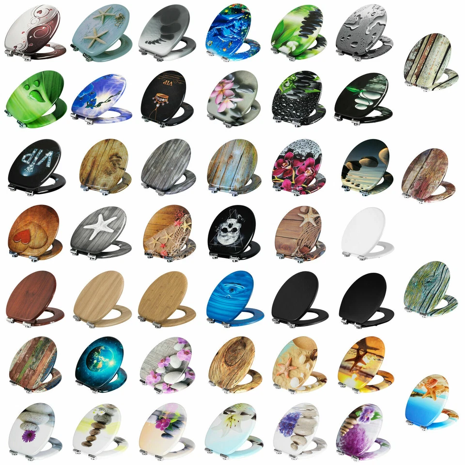 WC Sitz Klodeckel Toilettendeckel WC-Brille Klobrille Toilettenbrille MDF e851 - Bild 1 von 1