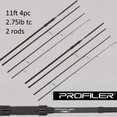 Carp Fishing Travel Rod x2 11ft 3.3M 2.75 TC 4pc Piece Carbon NGT Profiler - Image 1 of 4