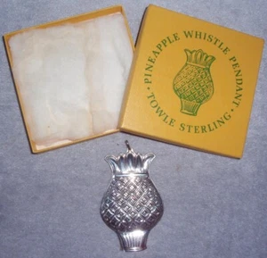 Vintage Towle Sterling Pineapple Whistle Medallion Pendant Christmas Ornament - Picture 1 of 3