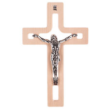 Holzkreuz Kreuz Wandkreuz Handarbeit Kruzifix Buchenholz mit Pasion 25x16x1,6 cm