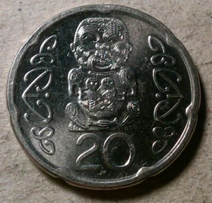 New Zealand 20 cent *one coin* 2006 or 2008 Maori carving - Picture 1 of 2