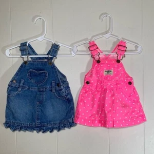 OshKosh B'gosh Polka Dot Overall dress & Arizona denim overall dress 3 months - Picture 1 of 13