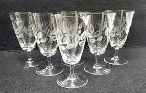 6 Vintage ROSENTHAL Etched Crystal Water Goblet Shadow ROSE 2000 Stem - Picture 1 of 9