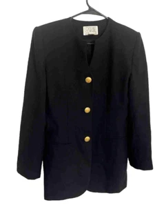 Casual Corner Größe 8 Zierlich Schwarz Mode Anzug Jacke Langarm Goldknöpfe - Bild 1 von 10