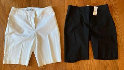 White House Black Market 女式 0 码百慕大短裤黑色 10 英寸全新和白色二手 — 第 1/4 张图片