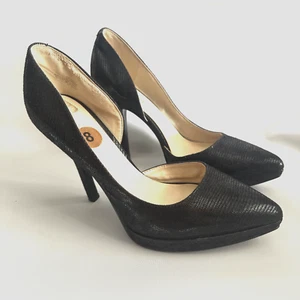 Nine West Women Black 4" Heels Dress Shoes Size 8 M Pumps Scales Print - Picture 1 of 12