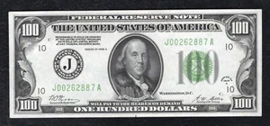 FR. 2151-J 1928-A $100 FRN FEDERAL RESERVE NOTE KANSAS CITY, MO GEM UNCIRCULATED - Picture 1 of 2