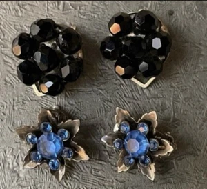Gioielli Orecchini Vintage Anni 50 60 Con strass - Foto 1 di 5