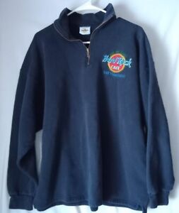 Vintage 90s Y2K Hard Rock Cafe San Francisco 1/4 Zip Sweatshirt Embroidered XL