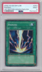 2002 Yu-Gi-Oh! LOB Raigeki 1st Edition Asian-English #053 PSA 9 (9231) - Picture 1 of 2