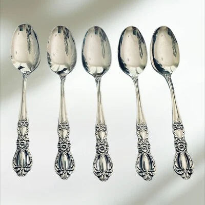 1847 Rogers Bros. Silver Plate GRAND HERITAGE (5) Teaspoons 6” 1968 - Image 1 of 3